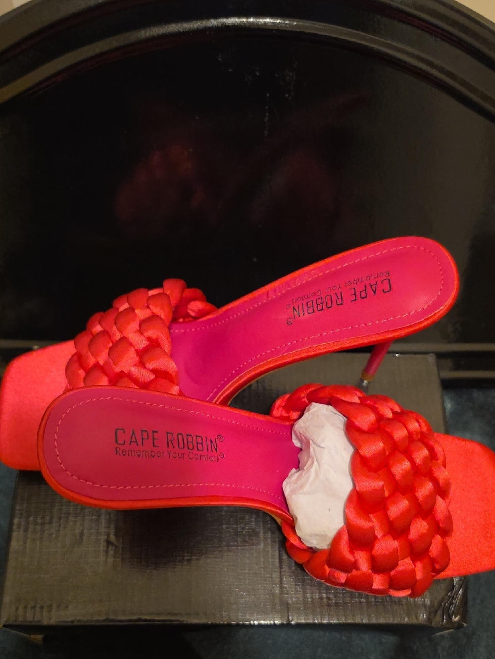 Cape Robbin Red Braided Slide Heels